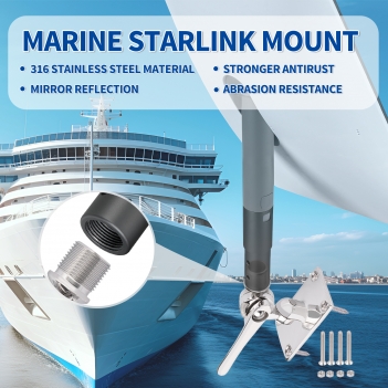 Antenna Mount for Starlink Satellite Dish V2 Standard Actuated Antenna -[Seamlessly Fit Solid Pipe Adapter + Stainless Steel Antennae Base] Mounting Kit - for Marine Automotive