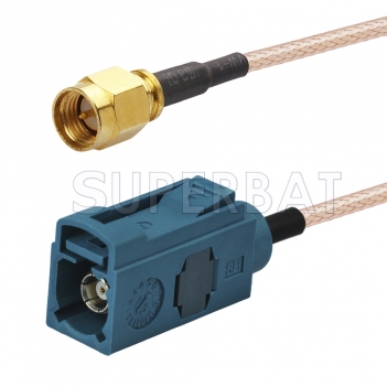 SMA Male to Water Blue FAKRA Jack Cable Using RG316 Coax