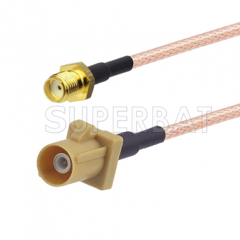 SMA Female to Beige FAKRA Plug Cable Using RG316 Coax