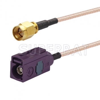 SMA Male to Bordeaux FAKRA Jack Cable Using RG316 Coax
