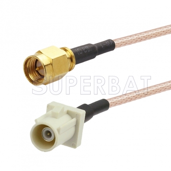 SMA Male to White FAKRA Plug Cable Using RG316 Coax