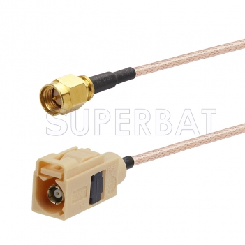 SMA Male to Beige FAKRA Jack Cable Using RG316 Coax