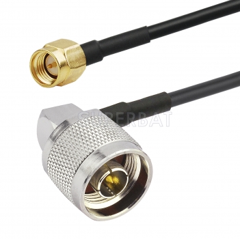 SMA Male to N Male Right Angle Cable Using RG58 Coax
