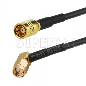 SMA Male Right Angle to SMB Plug Cable Using RG174 Coax