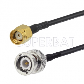 Reverse Polarity SMA Male to BNC Male Cable Using RG58 Coax