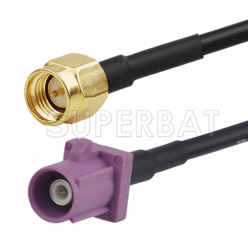 SMA Male to Violet FAKRA Plug Cable Using RG174 Coax
