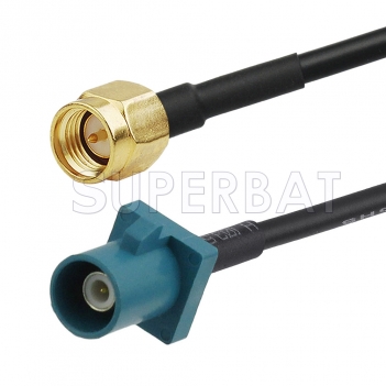 SMA Male to Water Blue FAKRA Plug Cable Using RG174 Coax