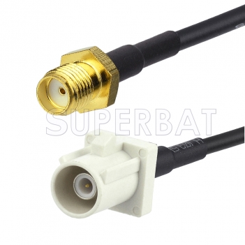 SMA Female to White FAKRA Plug Cable Using RG174 Coax