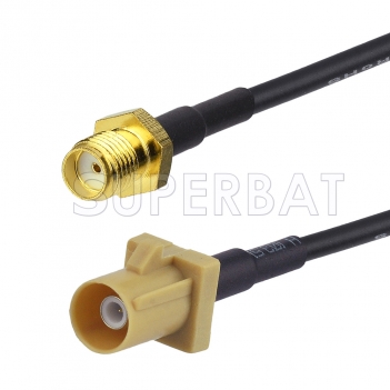 SMA Female to Beige FAKRA Plug Cable Using RG174 Coax