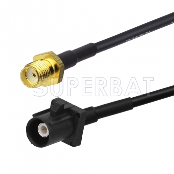 SMA Female to Black FAKRA Plug Cable Using RG174 Coax