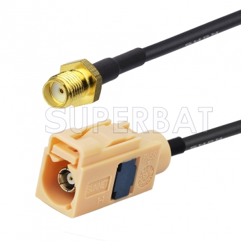 SMA Female to Beige FAKRA Jack Cable Using RG174 Coax