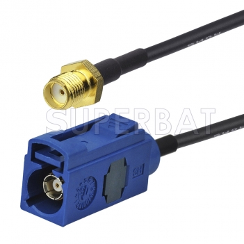 SMA Female to Blue FAKRA Jack Cable Using RG174 Coax