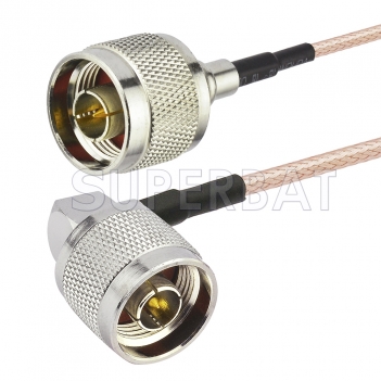 N Male to N Male Right Angle Cable Using RG400 Coax