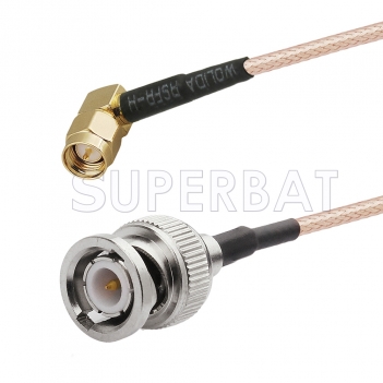 SMA Male Right Angle to BNC Male Cable Using RG400 Coax