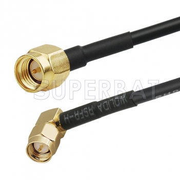 SMA Male to SMA Male Right Angle Cable Using KSR240 Coax