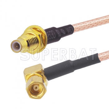 SMC Plug Right Angle to SMC Jack Bulkhead Cable Using RG316 Coax