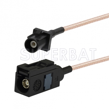 Black FAKRA Plug to FAKRA Jack Cable Using RG316 Coax