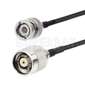Reverse Polarity TNC Male to BNC Male Cable Using RG58 Coax