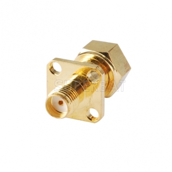 F Plug Male to SMA Jack Female Adapter Straight 4 Hole Flange