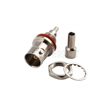 BNC Jack Female Connector Straight Bulkhead With O-Ring Crimp RG179