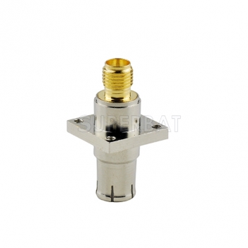 BNC Plug Male to SMA Jack Female Adapter Straight 4 Hole Flange