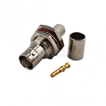 BNC Jack Female Connector Straight Bulkhead With O-Ring Crimp LMR-300