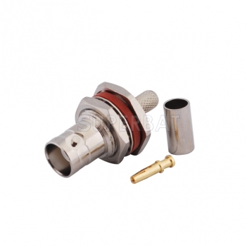 BNC Jack Female Connector Straight Bulkhead With O-Ring Crimp LMR-195