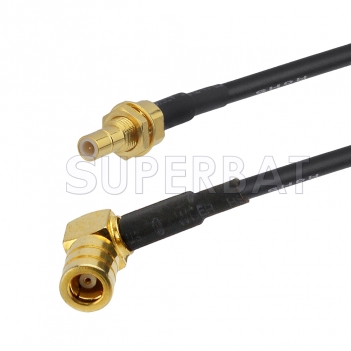 SMB Plug Right Angle to SMB Jack Bulkhead Cable Using RG174 Coax