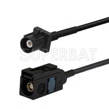 Black FAKRA Plug to FAKRA Jack Cable Using RG174 Coax