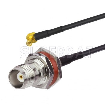 TNC Female Bulkhead to MCX Plug Right Angle Cable Using RG174 Coax