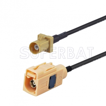 Beige FAKRA Plug to FAKRA Jack Cable Using RG174 Coax