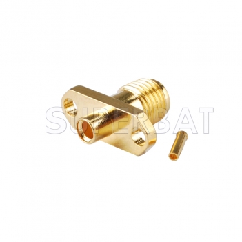 SMA Female 2 Hole Flange Straight Connector for Semi-Rigid 0.086" RG405 Cable