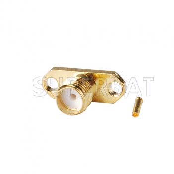 SMA Female 2 Hole Flange Straight Connector for Semi-Rigid 0.086" RG405 Cable