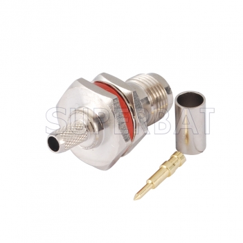 RP TNC Jack with Male pin Connector Straight Bulkhead With O-Ring Crimp LMR-195