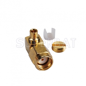 RP SMA Plug Female Right Angle Connector for Semi-Rigid .086" RG405 Cable