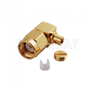 RP SMA Plug Female Right Angle Connector for Semi-Rigid .086" RG405 Cable