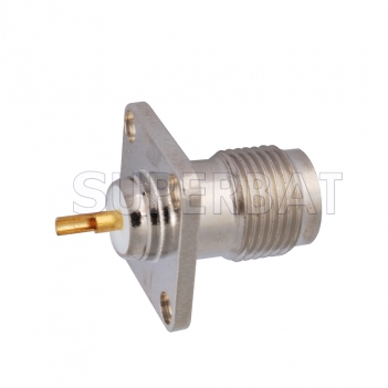 RP TNC Jack with Male pin Connector Straight 4 Hole Flange Solder