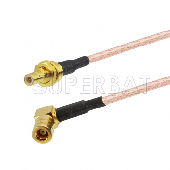 SMB Plug Right Angle to SMB Jack Bulkhead Cable Using RG178 Coax