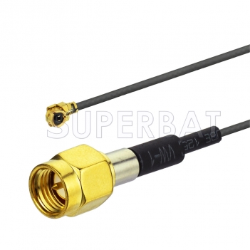 SMA Male to U.FL Jack Cable Using 1.13mm Coax, RoHS