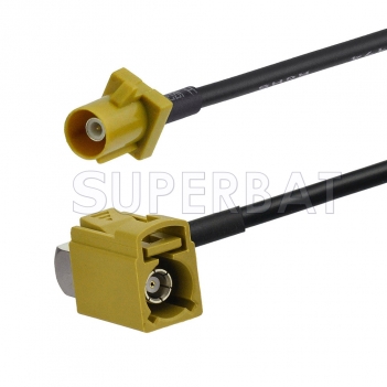 Curry FAKRA Plug to FAKRA Jack Right Angle Cable Using RG174 Coax