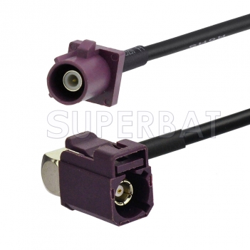 Bordeaux FAKRA Plug to FAKRA Jack Right Angle Cable Using RG174 Coax