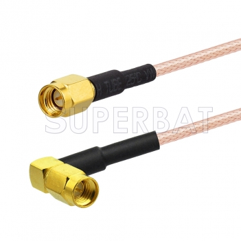 SSMA Male to SSMA Male Right Angle Cable Using RG316 Coax