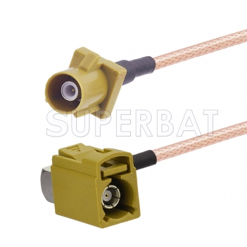 Curry FAKRA Plug to FAKRA Jack Right Angle Cable Using RG316 Coax