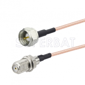 75 Ohm F Male to 75 Ohm F Female Bulkhead Cable Using 75 Ohm RG179 Coax