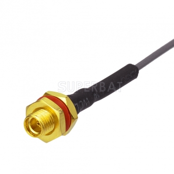 MMCX Female Bulkhead with O-ring to U.FL Jack Right Angle Cable Using 1.13mm Coax