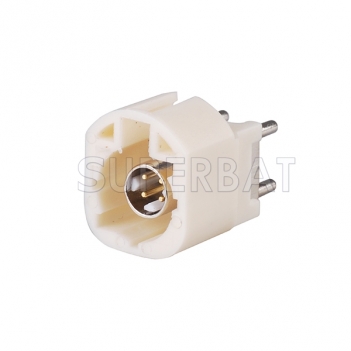 White FAKRA B HSD 4-core Plug Male PCB Connector Straight