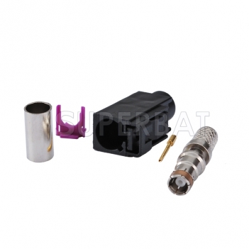 Superbat Fakra Code A Black female connector for cable LMR195 RG58