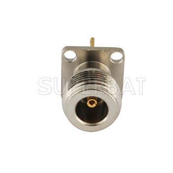 N Jack Female Connector Straight 4 Hole Flange Solder