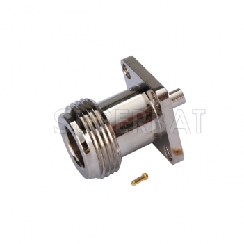 N Jack Female Connector Straight 4 holes Flange Solder for Semi-Rigid .086" RG405 Cable