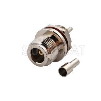 N Jack Female Connector Straight Bulkhead With O-Ring Crimp RG316